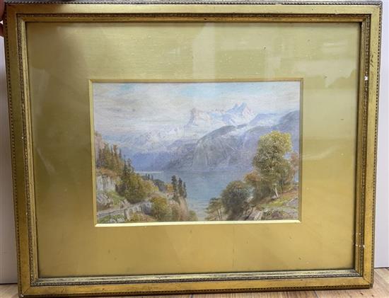 Ebenezer Wake Cook (1844-1926), watercolour, Uri-Rothstock, Lake of Lucerne, Switzerland, signed, 18 x 26cm